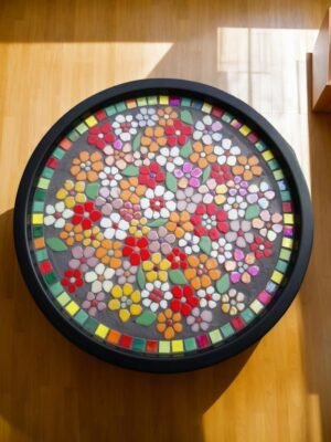 Flower Mosaic Tiles for Crafts Bulk,1LB Iridescent Mosaic Tiles Supplies,Stained Floral Glass Tiles for Garden Decoration,DIY Glass Mosaic Crafts