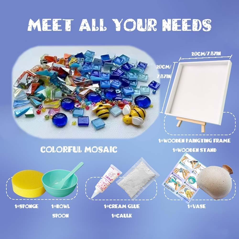 DIY Mosaic Arts Painting Kits with Vase Mosaic Accessories, Handmade Sticker Painting Gem Art Kit for Adults Room or Home Decor