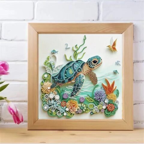 Sea Turtle Animal Special Shape Diamond Art Kits for Adults,5D Diamond Painting Kits for Beginner,DIY Diamond Crystal Rhinestones Painting Kits for Home Wall Decor Gift 11.8 X 11.8inch