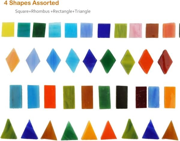 1050 Pieces Mixed Shapes Glass Mosaic Tiles for Crafts, Colorful Stained Glass Pieces for Mosaic Projects