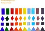 1600 Transparent Cathedral Glass Mosaic Tiles for Arts and Crafts - Mixed Color Stained Glass Pieces, 4 Shapes Mixed