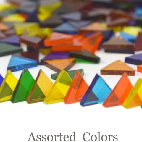 700 Pieces Stained Glass Triangle Mosaic Tiles Cathedral Glass Translucent Assorted Bright Colors 1.1lb/500g