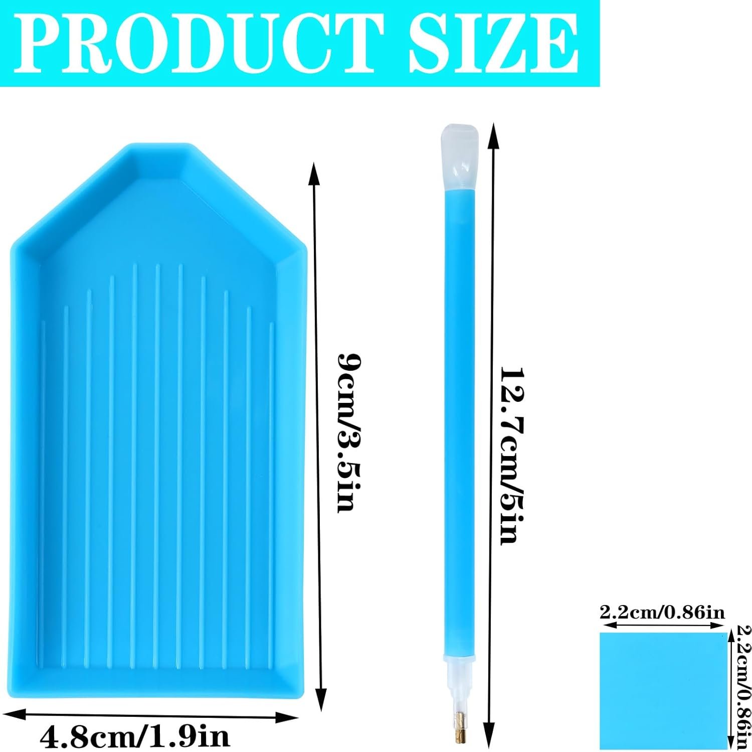 Blue 5D Diamond Art Tools & Accessories - 12-Plastic Trays, 22-Glue Clays, 5-Diamond Pens & DIY Kit Accessories