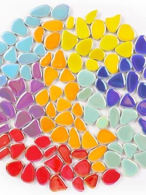 454g (1 LB) Iridesent Random Petal Ceramic Mosaic Tiles for Crafts Bulk Arts Glass Mosaic Pieces Mini Pebble Bulk Broken Ceramic Tiles for DIY Mosaic Making Art Craft
