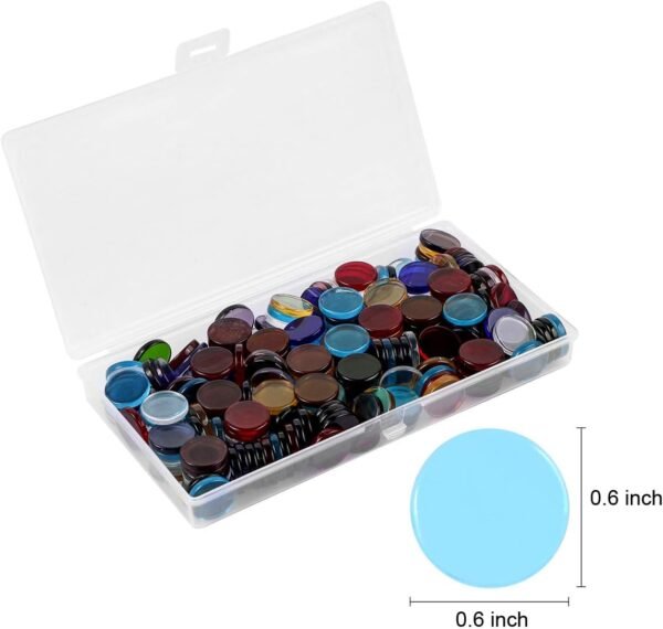 Flat Glass Mosaic Tiles, 200 PCS Stained Transparent Glass Mosaic, Round Flat Gems for Home Decoration DIY Crafts