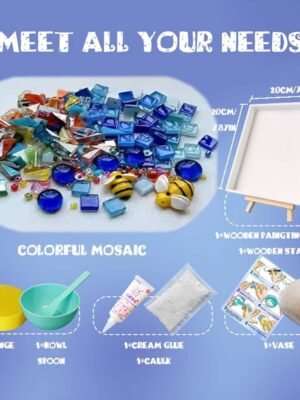 DIY Vase Mosaic Painting Kit, DIY Mosaic Arts and Craft Kits with Vase Mosaic Accessories, Handmade Sticker Painting Gem Art Kit for Adults Room or Home Decor