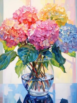 Hydrangea Diamond Painting Kits for Adults-Flowers Diamond Art Kits for Adults,5D Diamond Painting Flowers,DIY Full Drill Diamond Painting Flower Gem Art and Crafts 12x16inch