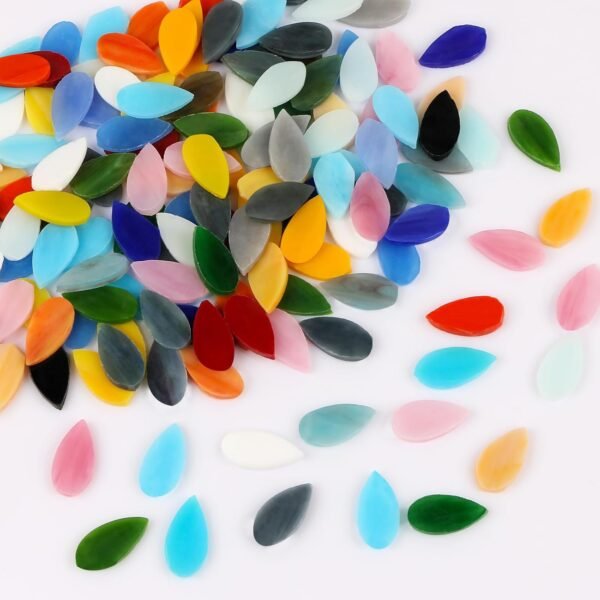 Flat Glass Mosaic Tiles, 150 pcs Stained Glass Mosaic, Waterdrop Gems for Home Decoration DIY Crafts