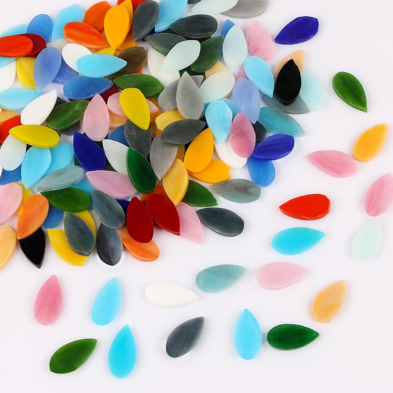 Flat Glass Mosaic Tiles, 150 pcs Stained Glass Mosaic, Waterdrop Gems for Home Decoration DIY Crafts