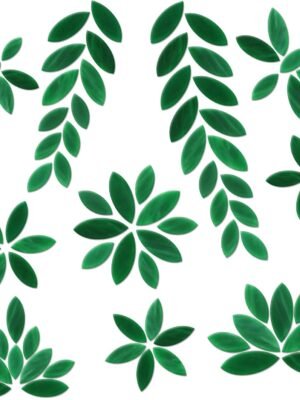 100 Pieces Petal Mosaic Tiles, Hand-Cut Stained Glass Flower Leaves Tiles for Art Craft and Home Decorations (Green)