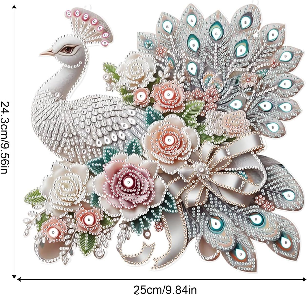 Diamond Art Painting Hanging Pendant, DIY Peacock 5D Special Shape Crystal Diamond Art Partial Mosaic Making Craft Wreath Ornaments, Large Size Home Wall Decor Window Decoration Handmade Gift