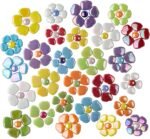 Flower Mosaic Tiles for Crafts Bulk,1LB Iridescent Mosaic Tiles Supplies,Stained Floral Glass Tiles for Garden Decoration,DIY Glass Mosaic Crafts