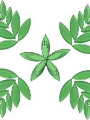 Green Leaf Mosaic Tiles for Crafts Bulk,200g Petal Mosaic Glass Pieces,Flower Glass Tiles for DIY Garden Mosaic Making