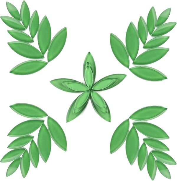 Green Leaf Mosaic Tiles for Crafts Bulk,200g Petal Mosaic Glass Pieces,Flower Glass Tiles for DIY Garden Mosaic Making