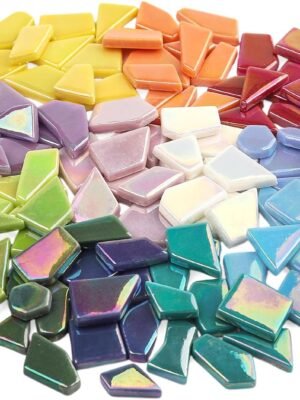 Iridescent Glass Mosaic Tiles for Crafts Bulk,200g Broken Mosaic Glass Pieces for Garden Crafts Kits,DIY Mosaic Art Decor