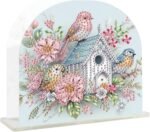 Diamond Art Acrylic Napkin Holders Diamond Painting Napkin Holder for Table Gem Art Gem Painting Mosaic Kits for Adults Paint by Numbers Kit for Adults with Special Shaped Drills Bird Flower