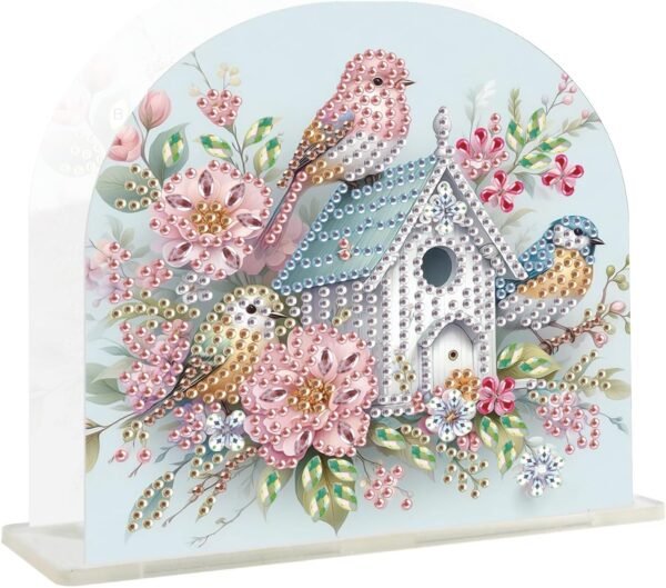 Diamond Art Acrylic Napkin Holders Diamond Painting Napkin Holder for Table Gem Art Gem Painting Mosaic Kits for Adults Paint by Numbers Kit for Adults with Special Shaped Drills Bird Flower