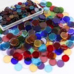 Flat Glass Mosaic Tiles, 200 PCS Stained Transparent Glass Mosaic, Round Flat Gems for Home Decoration DIY Crafts
