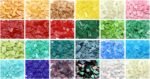 Glass Mosaic Tiles for Art Crafts,4 Shapes Mixed  Stained Glass Pieces,200 Pieces,Square/Rectangle/Diamond/Triangle,Amber Yellow