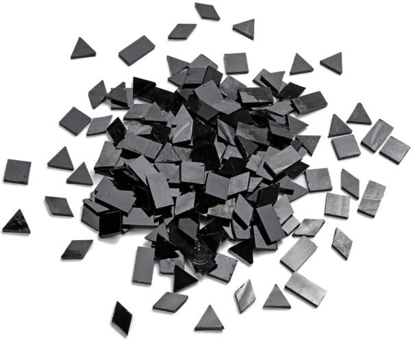 Multi-Color Options,  Glass Mosaic Tiles for Crafts,4 Shapes Mixed Colorful Glass Tiles  Stained Glass Pieces for Mosaic, 200 Pieces,Regular Black