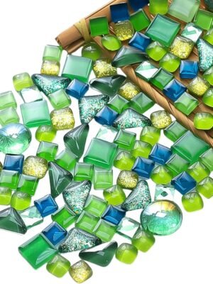 500g Mixed Color Irregular Crystal Mosaic Tiles,Tiny Mosaic Tile DIY Hobbies Children Handmade Crystal Craft for Craft Bathroom Kitchen Home Decoration DIY Art Projects,0.4X0.4 Inch(Green Series)