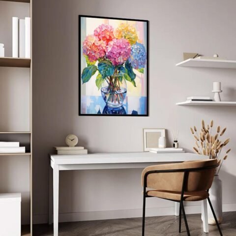 Hydrangea Diamond Painting Kits for Adults-Flowers Diamond Art Kits for Adults,5D Diamond Painting Flowers,DIY Full Drill Diamond Painting Flower Gem Art and Crafts 12x16inch