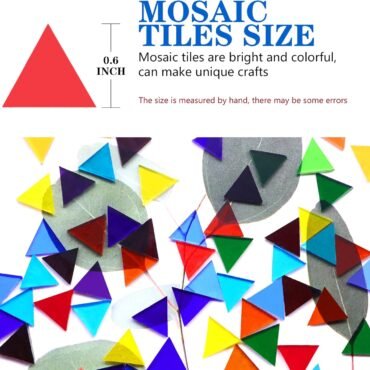 1000 Pcs Mosaic Tiles, Glass Mosaic Tiles for Crafts Bulk, Stained Mosaic Glass Pieces, Mosaic Supplies for Home Decoration, Art Crafts, DIY Projects, Transparent (Triangle)