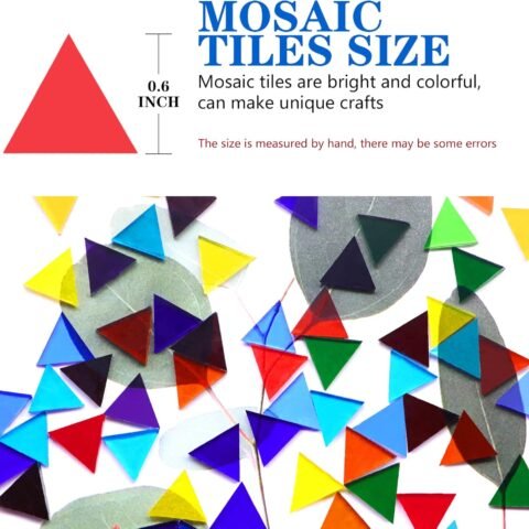 1000 Pcs Mosaic Tiles, Glass Mosaic Tiles for Crafts Bulk, Stained Mosaic Glass Pieces, Mosaic Supplies for Home Decoration, Art Crafts, DIY Projects, Transparent (Triangle)