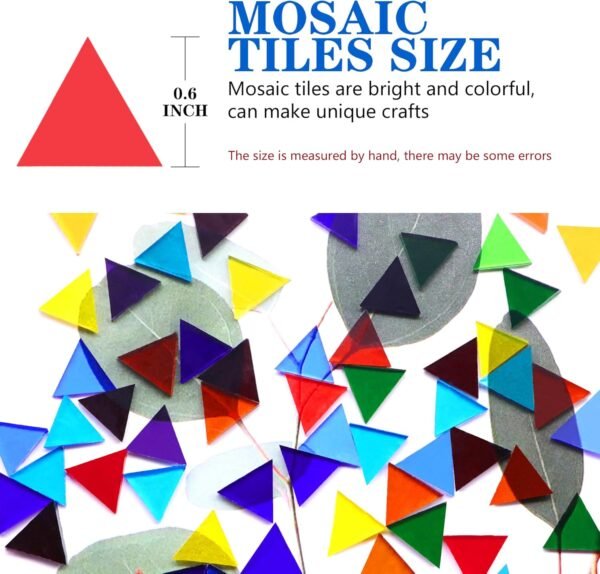 1000 Pcs Mosaic Tiles, Glass Mosaic Tiles for Crafts Bulk, Stained Mosaic Glass Pieces, Mosaic Supplies for Home Decoration, Art Crafts, DIY Projects, Transparent (Triangle)