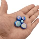 1.1lb Random Round Iridescent Glass Mosaic Tiles, Making Creative Iridescent Glass Mosaic Pieces for DIY Craft,Flowerpots, Vases, Cups, Garden Decor Mosaic Making Supplies… (Blue)