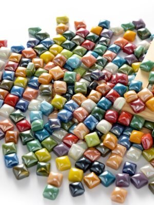 1.7 Pounds/350 Pieces Vibrant Glass Mosaic Tiles Assortment for Crafts, Colorful Glossy Stone Glass Tiles Pieces Bulk for Mosaic Art Craft Home Garden Decoration