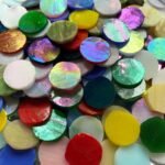4/5" Magic Iridescent Round Circle Glass Mosaic Tiles for Crafts 125 Pieces, Stained Glass Supplies Mosaic Kit for Adults