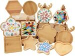 7Pcs Mini Wooden Mosaic Bases Set for DIY Crafts, Lovely Wood Mosaic Coaster Kit for Handcrafted Glass Tile Projects, Unique Wooden Surface for Stained Glass Art and Decoration