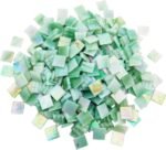 320PCS Square Iridescent Stained Glass Mosaic Tiles, 1.1LB Mosaic Tiles for DIY Crafts, 0.6" Bright Mosaic Glass Pieces for Art Craft and Home Decorations (Iridescent F651, 0.6")