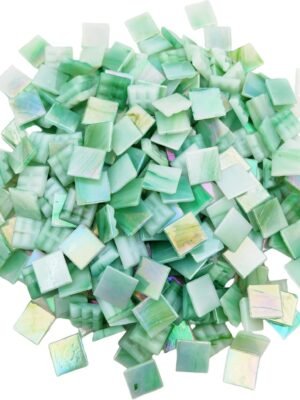 320PCS Square Iridescent Stained Glass Mosaic Tiles, 1.1LB Mosaic Tiles for DIY Crafts, 0.6" Bright Mosaic Glass Pieces for Art Craft and Home Decorations (Iridescent F651, 0.6")