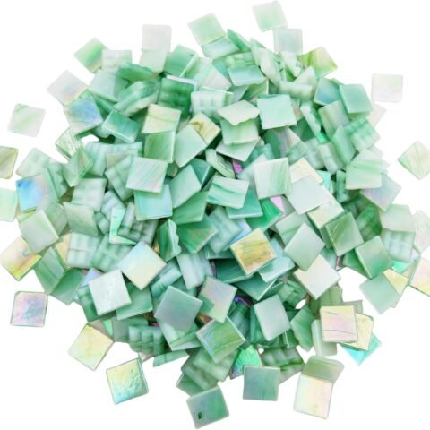 320PCS Square Iridescent Stained Glass Mosaic Tiles, 1.1LB Mosaic Tiles for DIY Crafts, 0.6" Bright Mosaic Glass Pieces for Art Craft and Home Decorations (Iridescent F651, 0.6")
