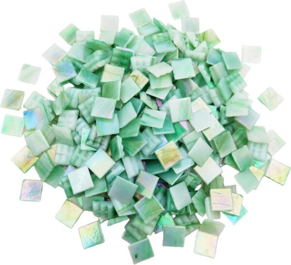 320PCS Square Iridescent Stained Glass Mosaic Tiles, 1.1LB Mosaic Tiles for DIY Crafts, 0.6" Bright Mosaic Glass Pieces for Art Craft and Home Decorations (Iridescent F651, 0.6")