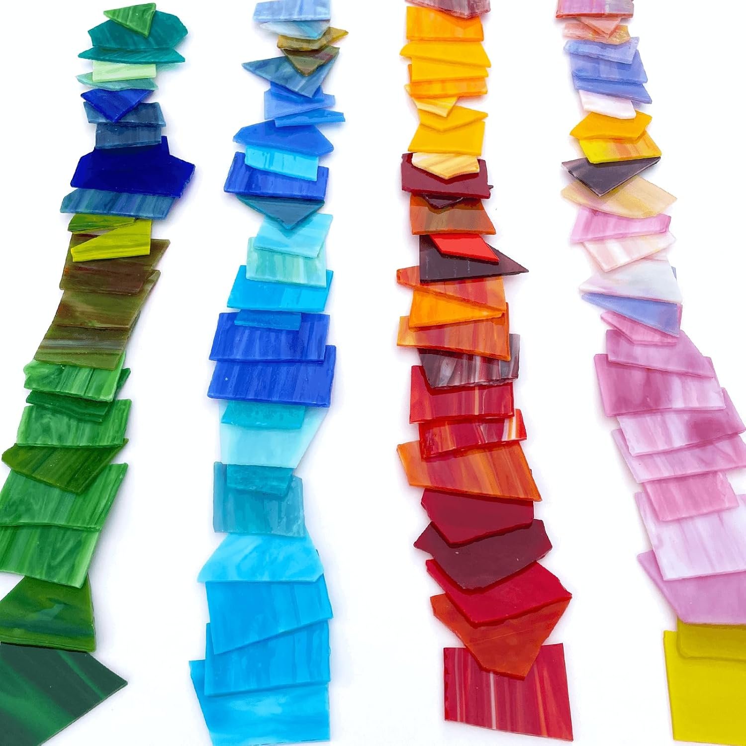 2.2LB Irregular Stained Glass Scraps - Mosaic Glass Pieces & Mosaic Tiles for Crafts Bulk in Assorted Colors and Shapes, Perfect for Mosaic Making Projects, Home Decor, and More