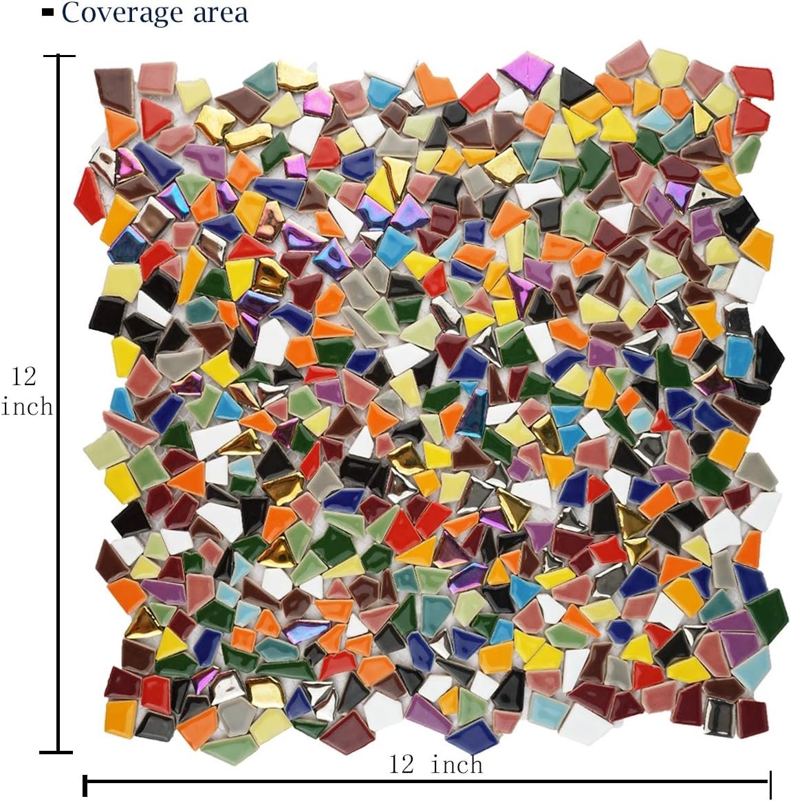 Vibrant Broken Ceramic Tiles for Crafts Mosaics,Irregular Polished China Tile Scraps Stained Glass Pieces, Mixed Colors- 2Pounds/0.97 Square Foot