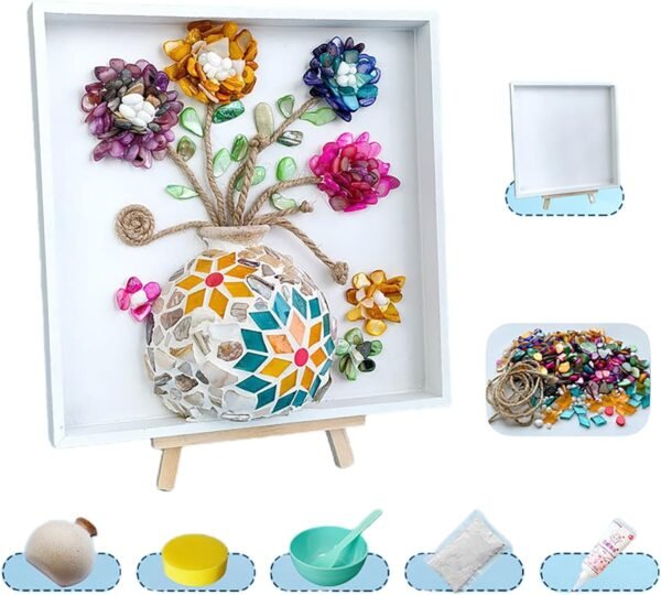 DIY Mosaic Arts Painting Kits with Vase Mosaic Accessories, Handmade Sticker Painting Gem Art Kit for Adults Room or Home Decor