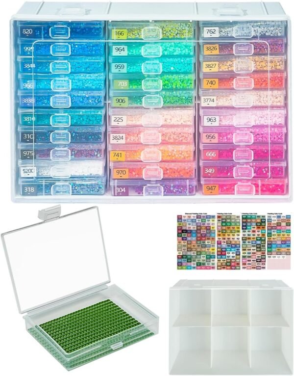 Diamond Art Trays with Lids, 30PCS Diamond Painting Trays with Lids ＆ Diamond Painting Storage, Diamond Painting Accessories for Diamond Art Beads (1 Pack)