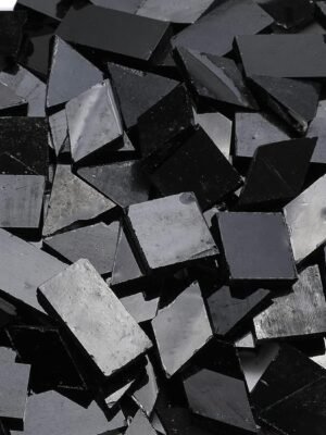 Multi-Color Options,  Glass Mosaic Tiles for Crafts,4 Shapes Mixed Colorful Glass Tiles  Stained Glass Pieces for Mosaic, 200 Pieces,Regular Black