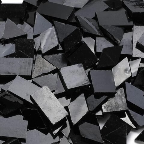 Multi-Color Options,  Glass Mosaic Tiles for Crafts,4 Shapes Mixed Colorful Glass Tiles  Stained Glass Pieces for Mosaic, 200 Pieces,Regular Black