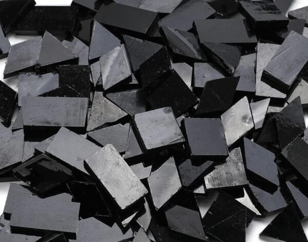 Multi-Color Options,  Glass Mosaic Tiles for Crafts,4 Shapes Mixed Colorful Glass Tiles  Stained Glass Pieces for Mosaic, 200 Pieces,Regular Black