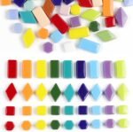 1 LB Mixed Shapes Glass Mosaic Tiles for Crafts Bulk, Colorful Opaque Recycle Glass Pieces for Mosaic Projects, Home Decoration, Adult & Kids DIY Hobbies (Hexagon Mix)