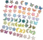 Glass Mosaic Tiles for Crafts Bulk,200g Mosaic Glass Pieces, Butterfly Star Moon Heart Flower Shape Glass DIY Stained Glass Kit, Mosaic Charm Ornament(7.05 Ounce)
