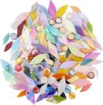 Iridescent Petal Mosaic Tiles, Hand-Polished Stained Glass Tile for Flower Designs, Vibrant Glass Mosaic Pieces Assortment for DIY Crafts & Home Decor, 150 Pieces of Tile