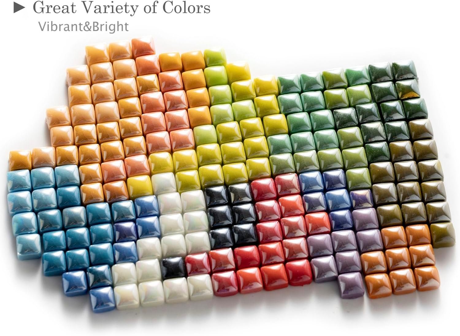 1.7 Pounds/350 Pieces Vibrant Glass Mosaic Tiles Assortment for Crafts, Colorful Glossy Stone Glass Tiles Pieces Bulk for Mosaic Art Craft Home Garden Decoration