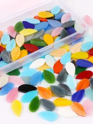 Flat Glass Mosaic Tiles, 150 pcs Stained Glass Mosaic, Waterdrop Gems for Home Decoration DIY Crafts