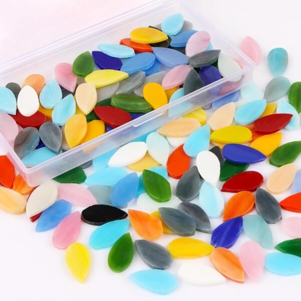Flat Glass Mosaic Tiles, 150 pcs Stained Glass Mosaic, Waterdrop Gems for Home Decoration DIY Crafts